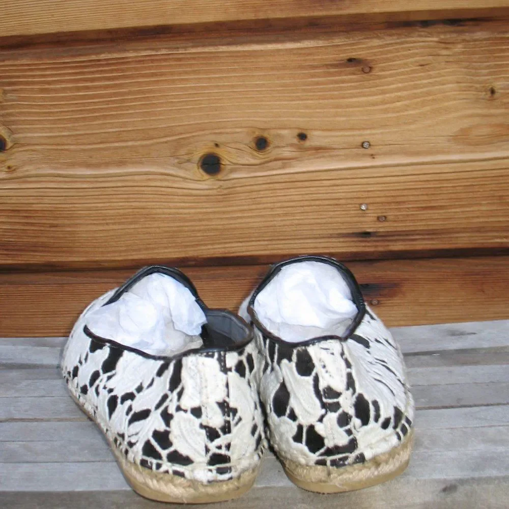 Cole Haan Womens 8 Palermo Lace Espadrille Shoes Black White